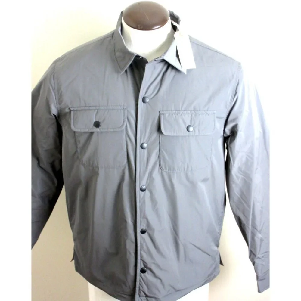 OOBE Brand Men's Snap Front Deck Shirt Jacket Ash Grey Black NWT